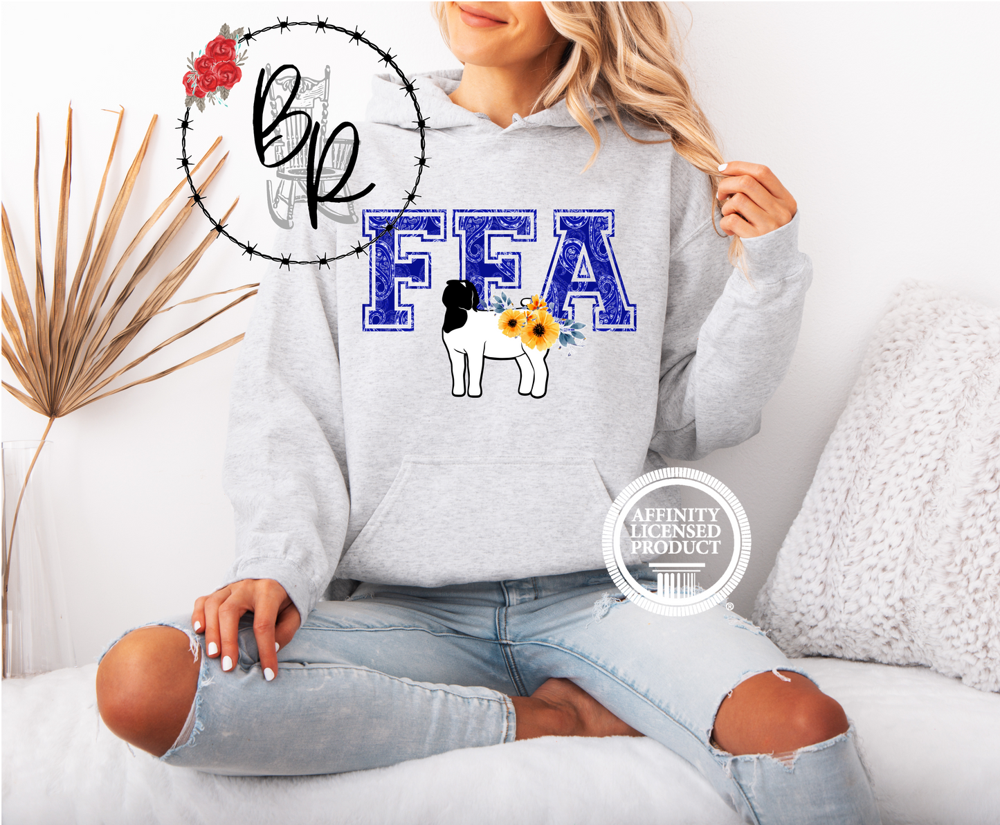FFA Blue Paisley with Goat Stockshow Stock Show Hoodie