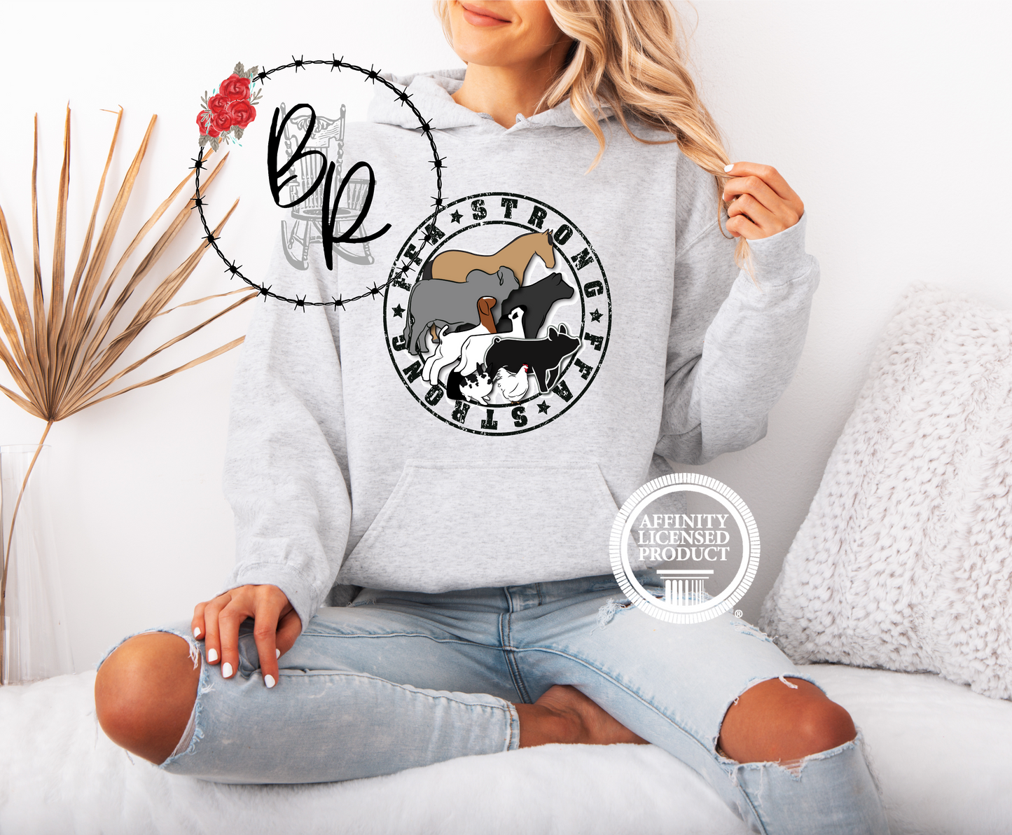 FFA Strong Round Black with Multiple Animals Stockshow Stock Show Hoodie