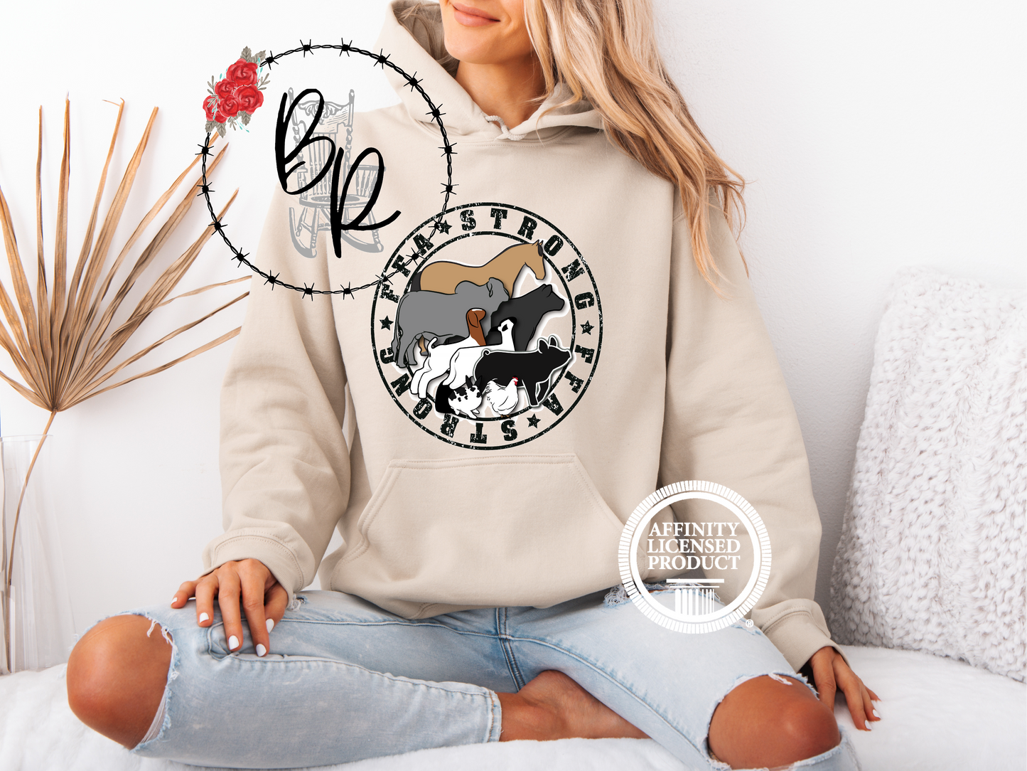 FFA Strong Round Black with Multiple Animals Stockshow Stock Show Hoodie
