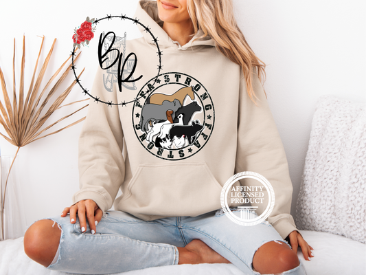 FFA Strong Round Black with Multiple Animals Stockshow Stock Show Hoodie