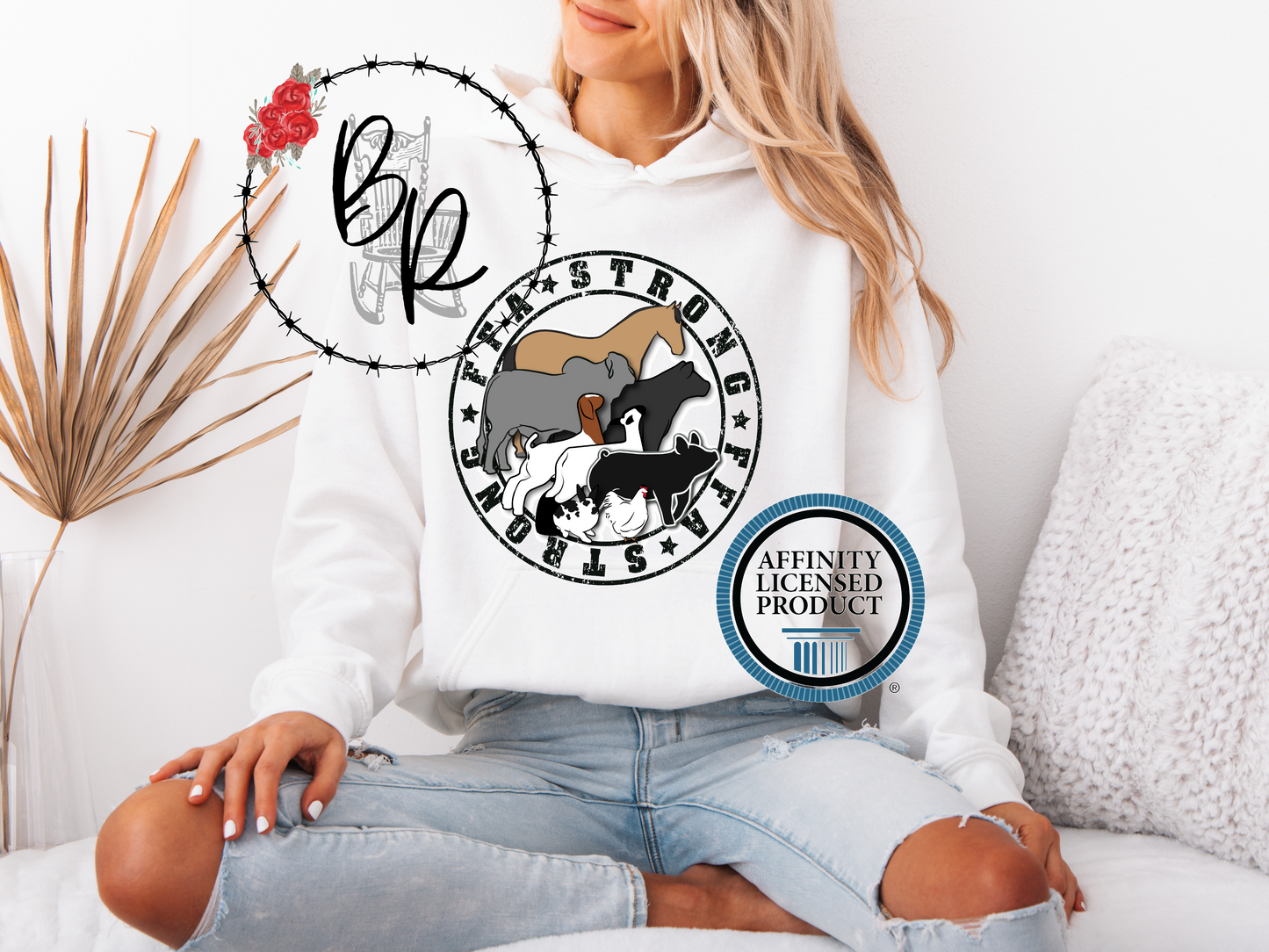 FFA Strong Round Black with Multiple Animals Stockshow Stock Show Hoodie