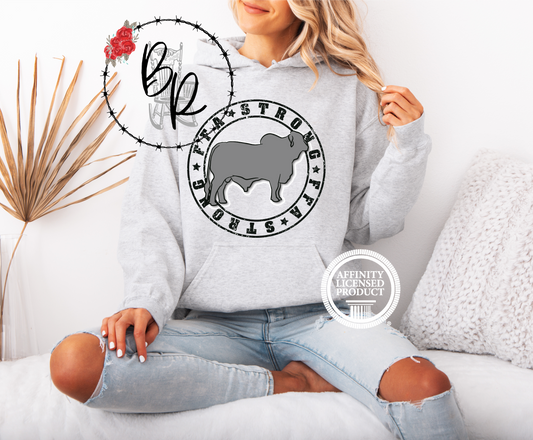 FFA Strong Round Black with Brahman Stockshow Stock Show Hoodie
