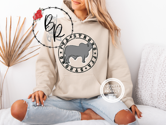 FFA Strong Round Black with Brahman Stockshow Stock Show Hoodie