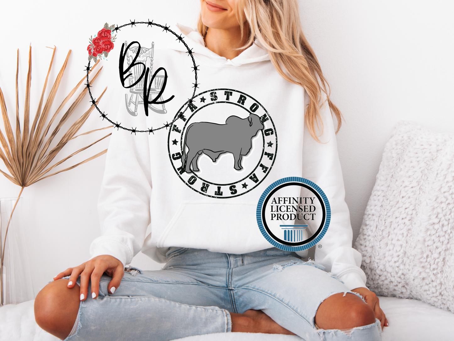 FFA Strong Round Black with Brahman Stockshow Stock Show Hoodie