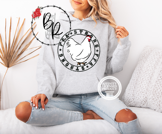 FFA Strong Round Black with Chicken Stockshow Stock Show Hoodie