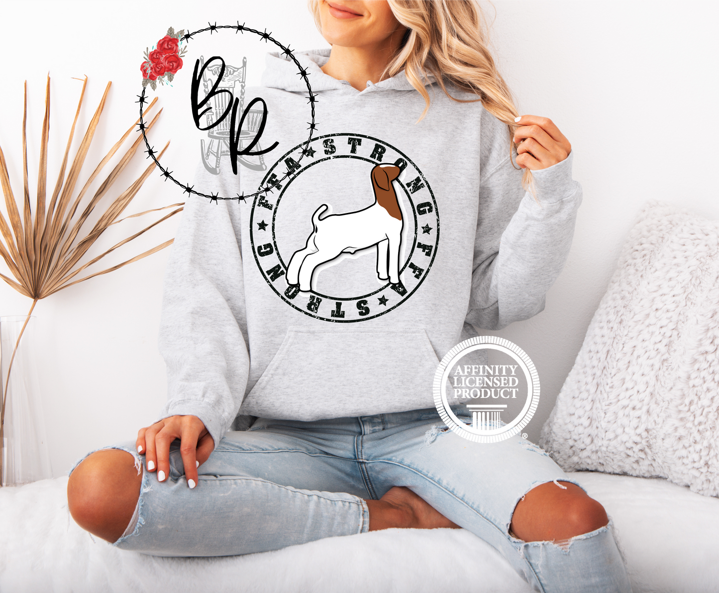 FFA Strong Round Black with Goat Stockshow Stock Show Hoodie