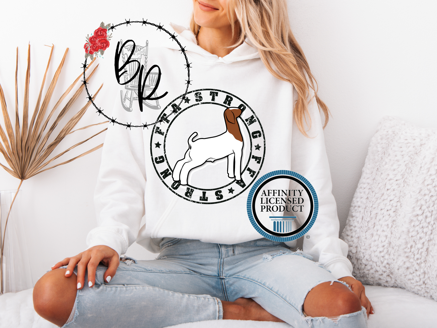 FFA Strong Round Black with Goat Stockshow Stock Show Hoodie
