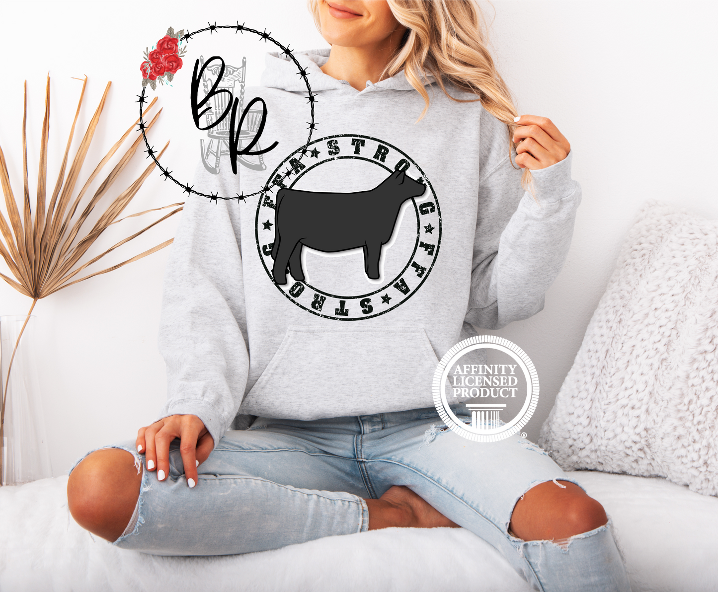 FFA Strong Round Black with Heifer Stockshow Stock Show Hoodie