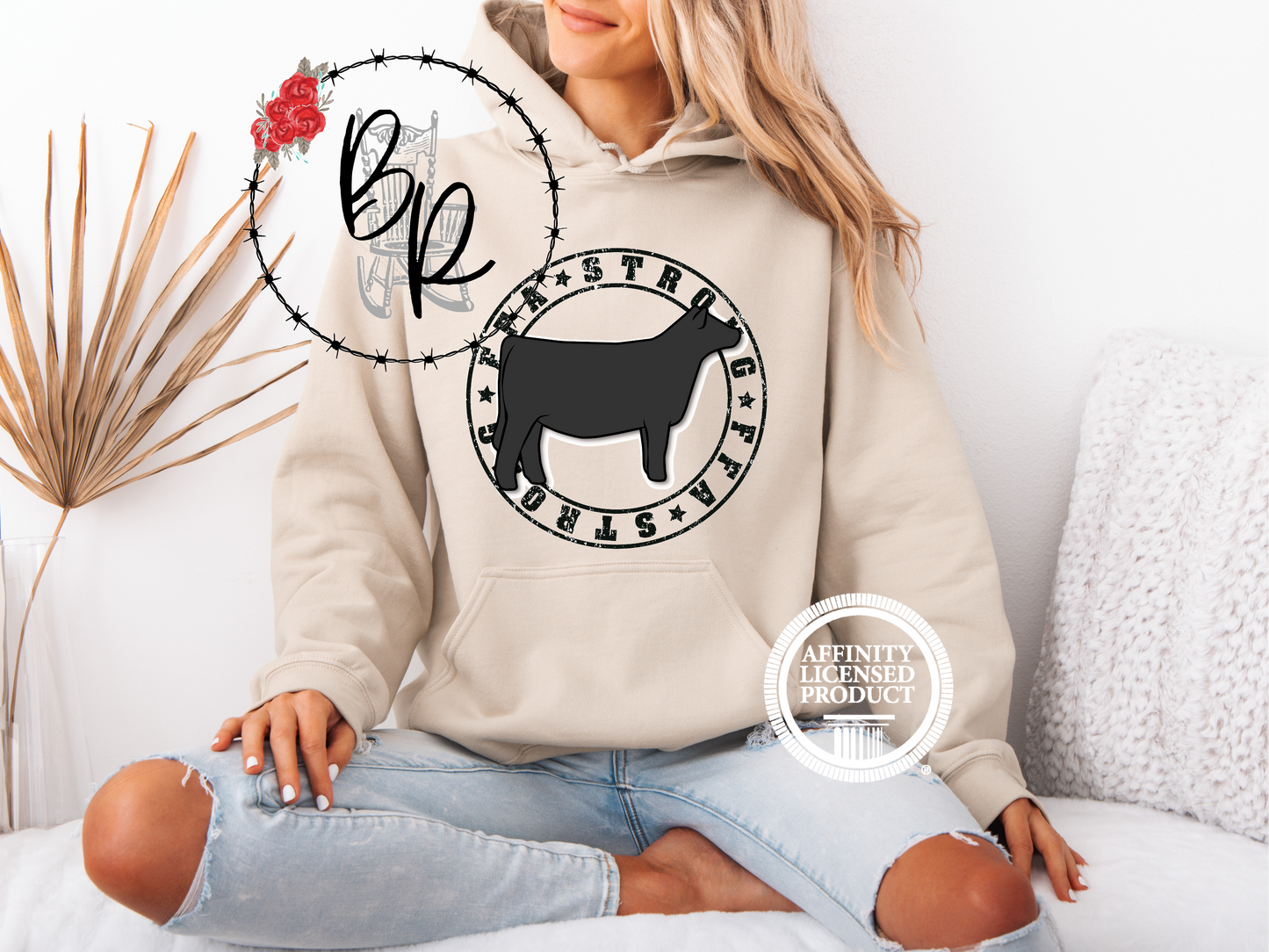 FFA Strong Round Black with Heifer Stockshow Stock Show Hoodie