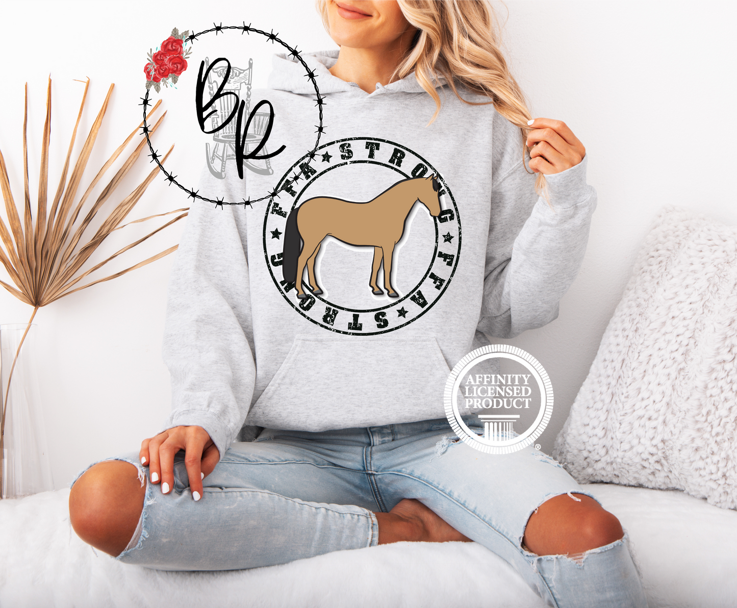 FFA Strong Round Black with Horse Stockshow Stock Show Hoodie