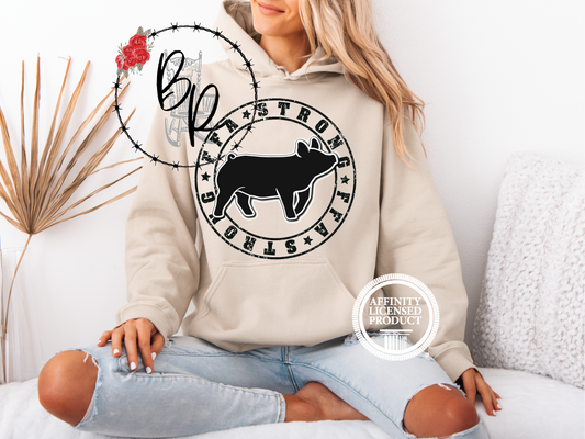 FFA Strong Round Black with Pig Stockshow Stock Show Hoodie