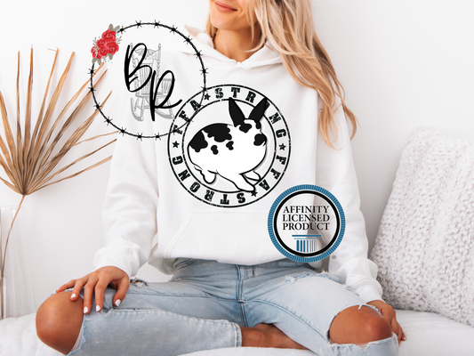 FFA Strong Round Black with Rabbit Stockshow Stock Show Hoodie