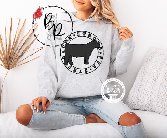 FFA Strong Round Black with Steer Stockshow Stock Show Hoodie