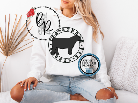 FFA Strong Round Black with Steer Stockshow Stock Show Hoodie
