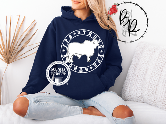 FFA Strong Round White with Brahman Stockshow Stock Show Hoodie
