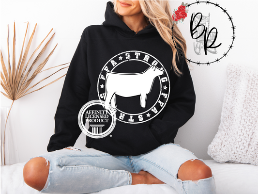 FFA Strong Round White with Heifer Stockshow Stock Show Hoodie