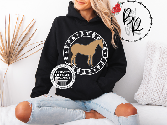 FFA Strong Round White with Horse Stockshow Stock Show Hoodie