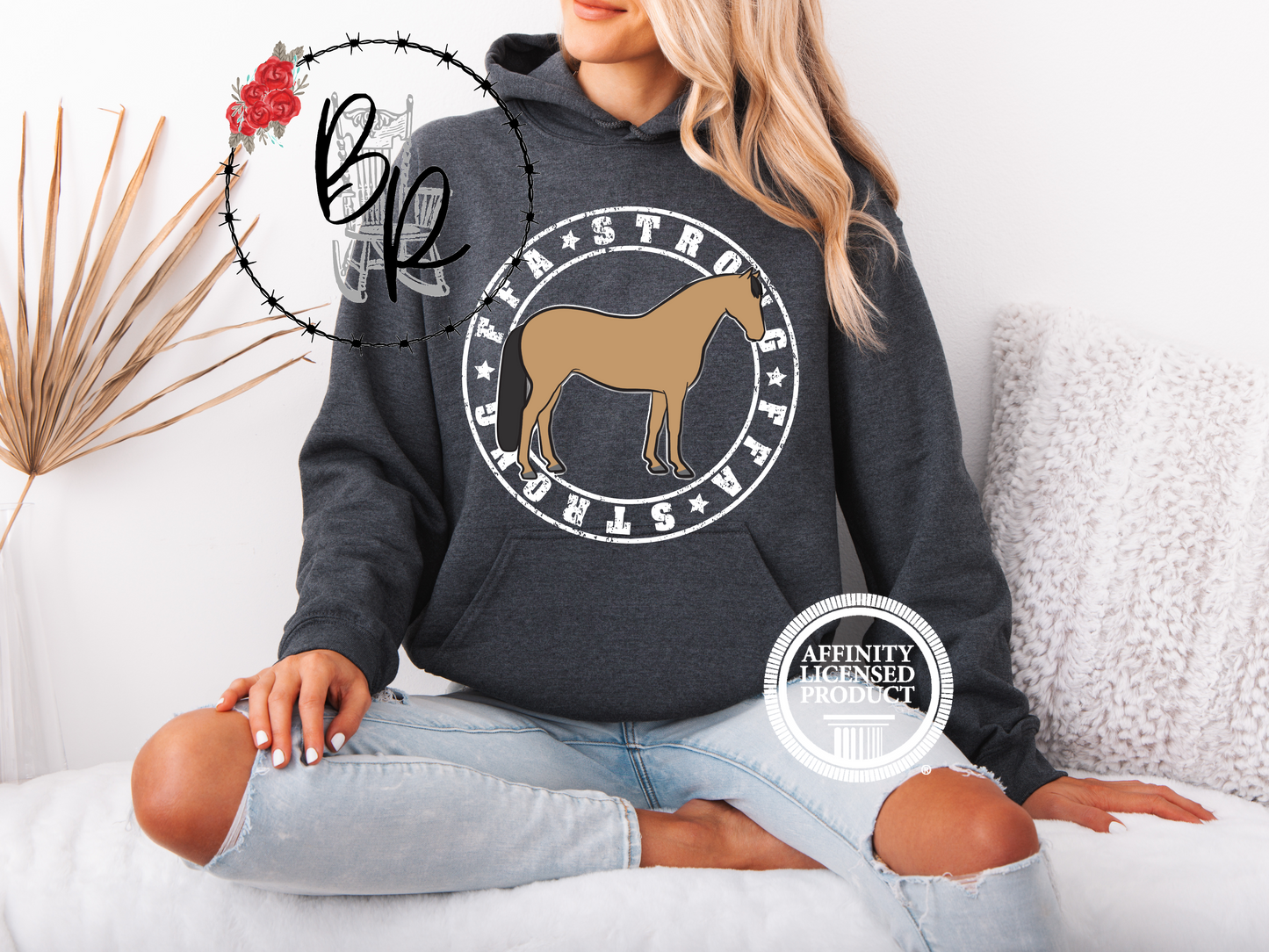 FFA Strong Round White with Horse Stockshow Stock Show Hoodie