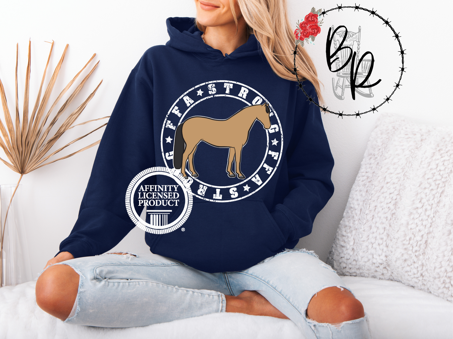 FFA Strong Round White with Horse Stockshow Stock Show Hoodie
