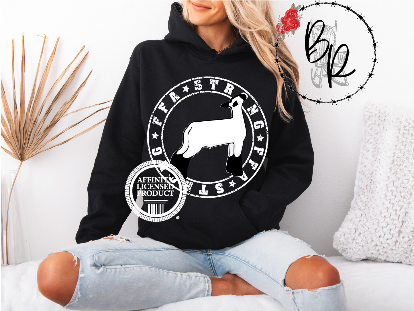 FFA Strong Round White with Lamb Stockshow Stock Show Hoodie