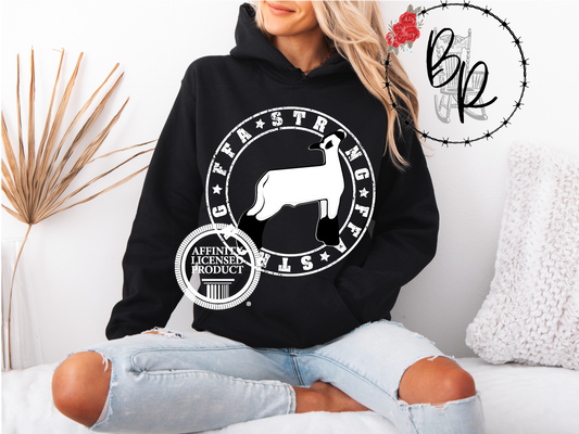 FFA Strong Round White with Lamb Stockshow Stock Show Hoodie