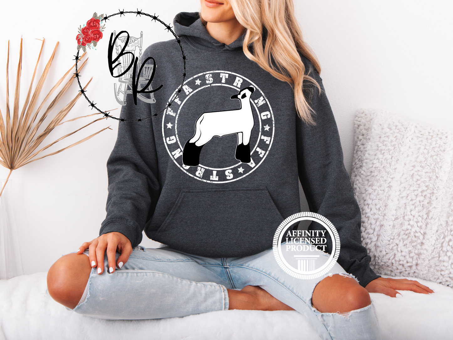 FFA Strong Round White with Lamb Stockshow Stock Show Hoodie