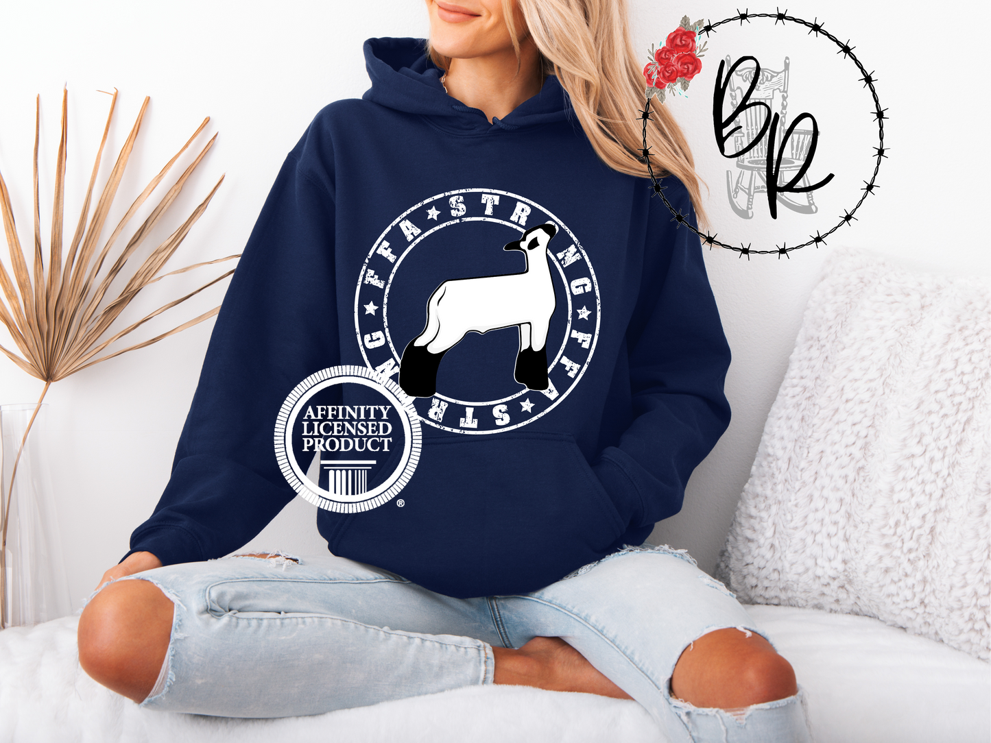 FFA Strong Round White with Lamb Stockshow Stock Show Hoodie