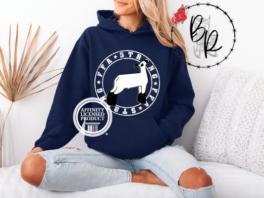 FFA Strong Round White with Lamb Stockshow Stock Show Hoodie