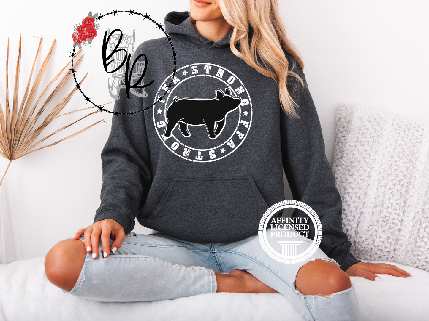 FFA Strong Round White with Pig Stockshow Stock Show Hoodie