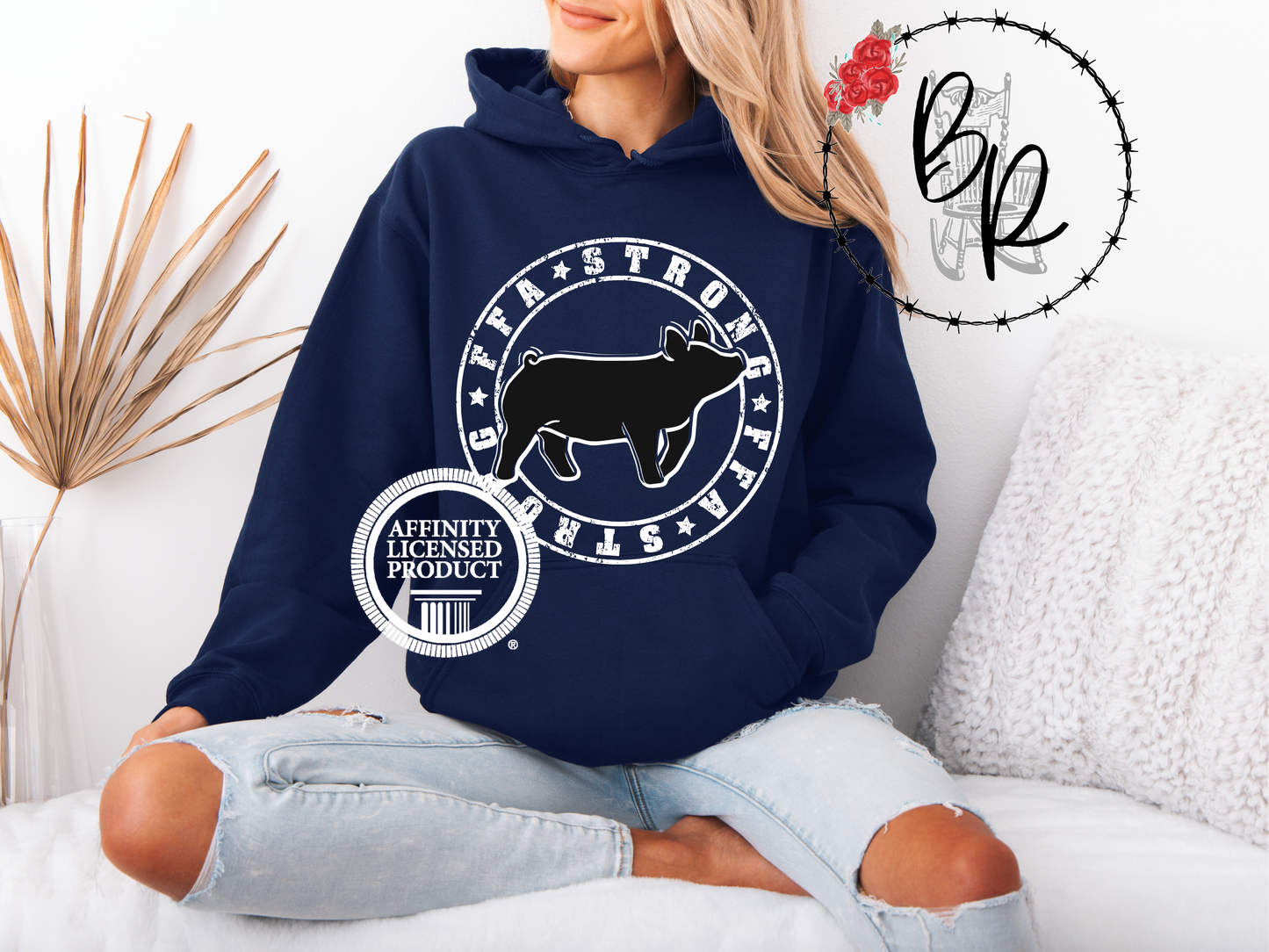 FFA Strong Round White with Pig Stockshow Stock Show Hoodie