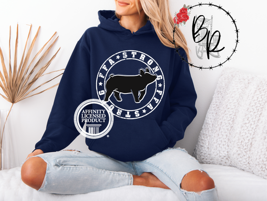 FFA Strong Round White with Pig Stockshow Stock Show Hoodie