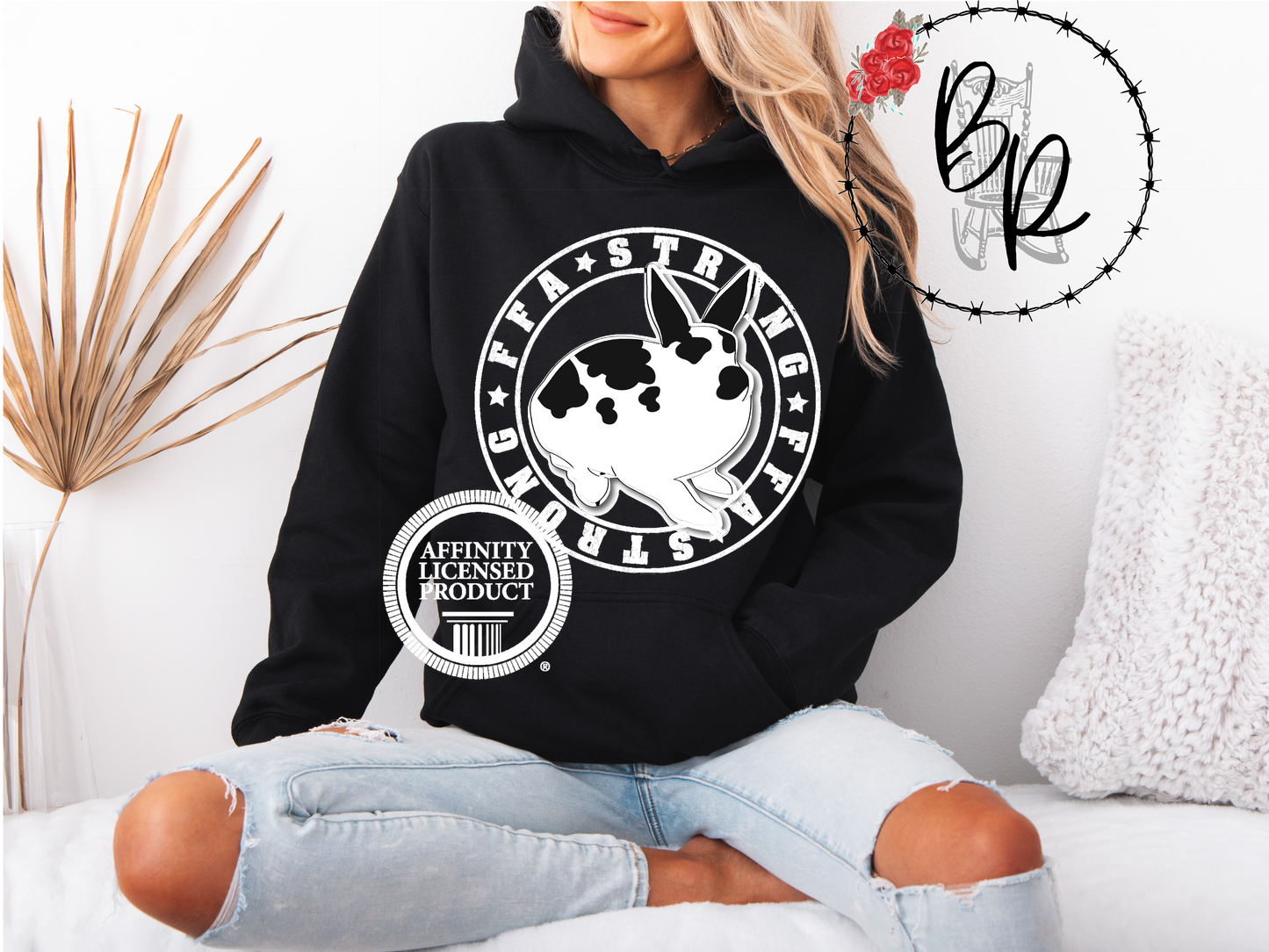 FFA Strong Round White with Rabbit Stockshow Stock Show Hoodie