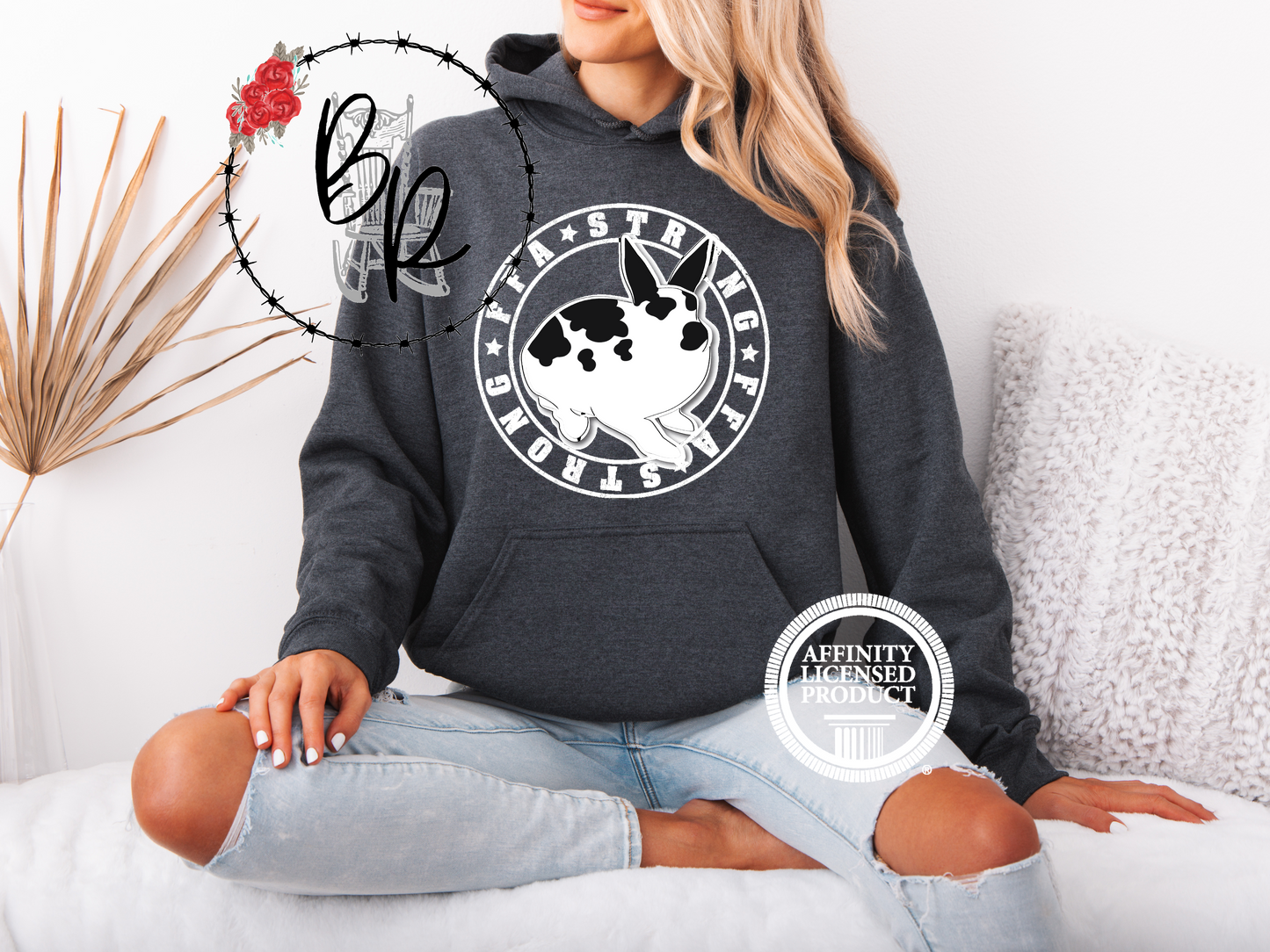 FFA Strong Round White with Rabbit Stockshow Stock Show Hoodie