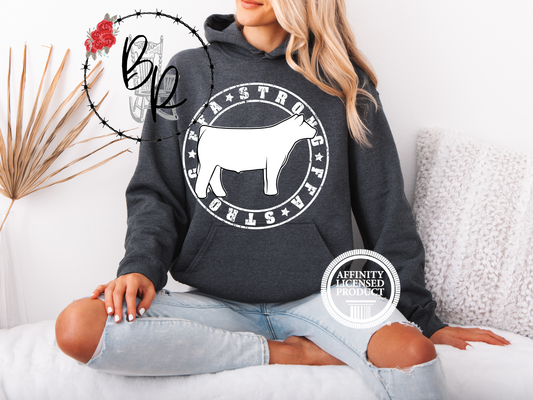 FFA Strong Round White with Steer Stockshow Stock Show Hoodie