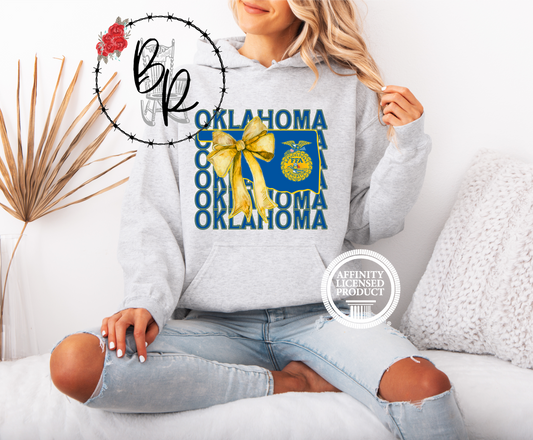 FFA Blue & Gold Emblem Oklahoma State with Croquette Bow Hoodie