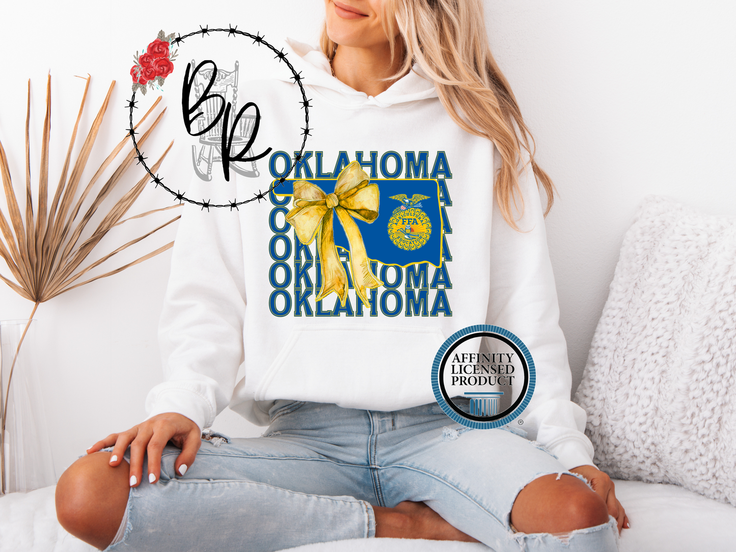 FFA Blue & Gold Emblem Oklahoma State with Croquette Bow Hoodie