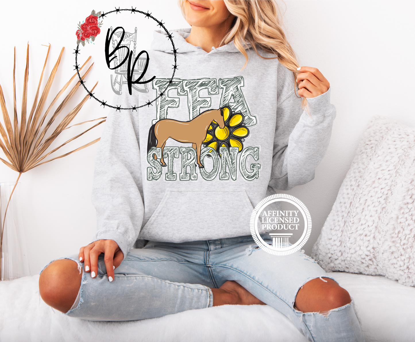 FFA Strong Yellow Blossom with Horse Stockshow Stock Show Hoodie