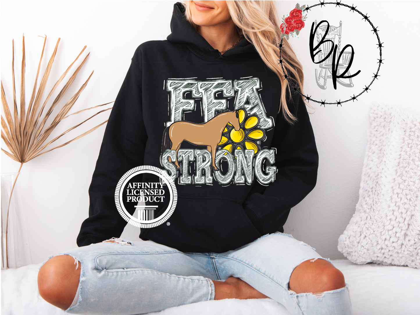 FFA Strong Yellow Blossom with Horse Stockshow Stock Show Hoodie