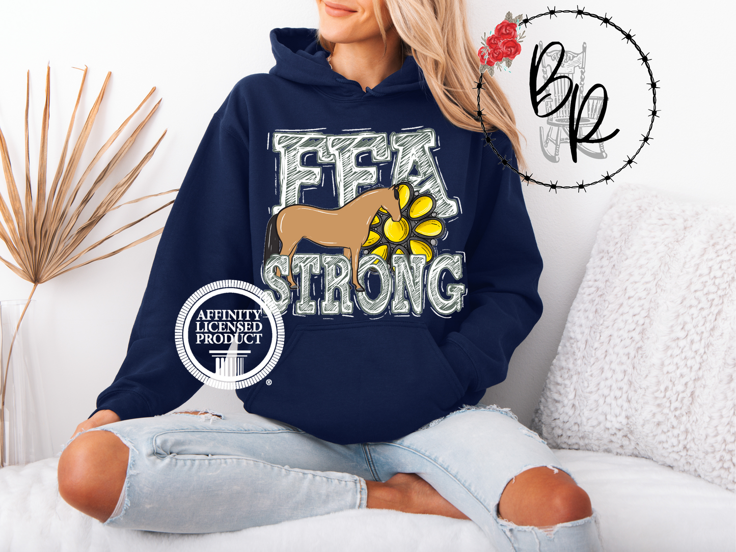 FFA Strong Yellow Blossom with Horse Stockshow Stock Show Hoodie