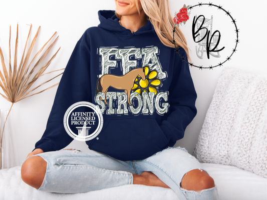 FFA Strong Yellow Blossom with Horse Stockshow Stock Show Hoodie