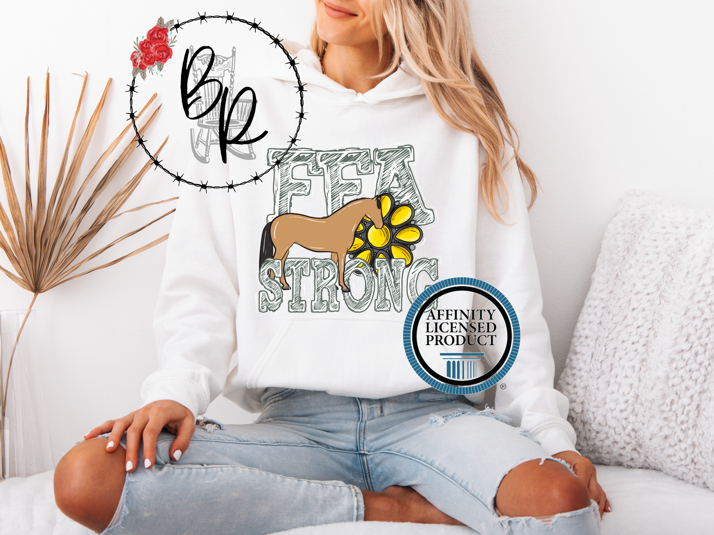 FFA Strong Yellow Blossom with Horse Stockshow Stock Show Hoodie