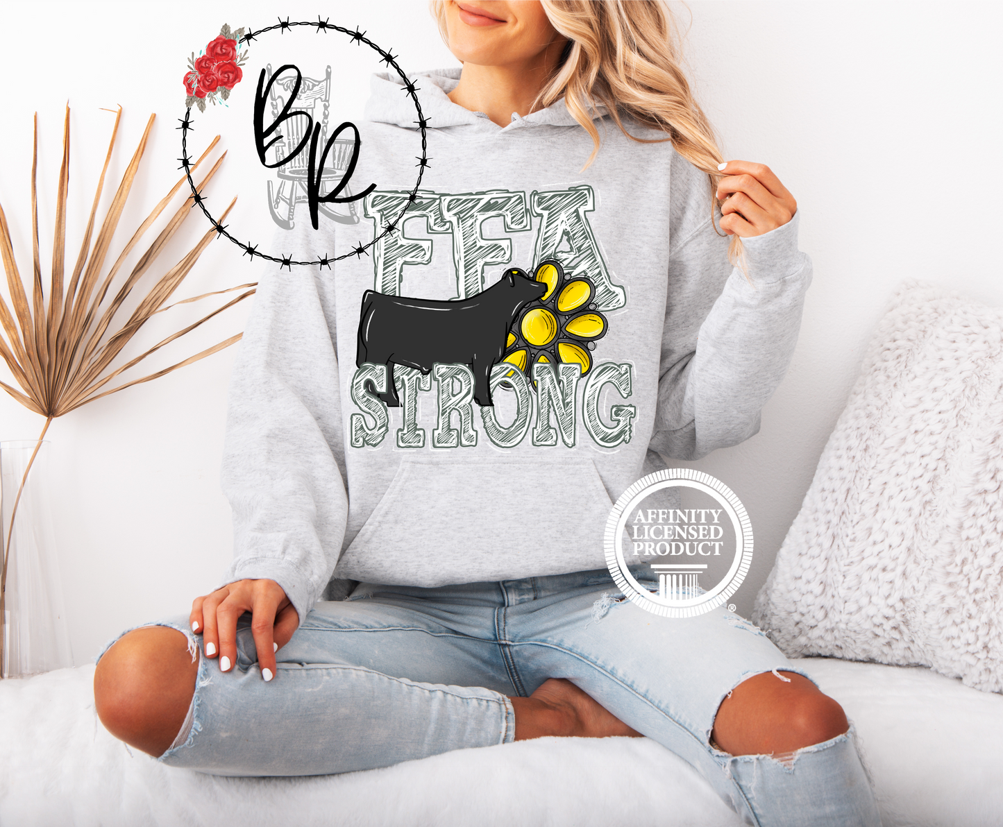 FFA Strong Yellow Blossom with Steer Stockshow Stock Show Hoodie