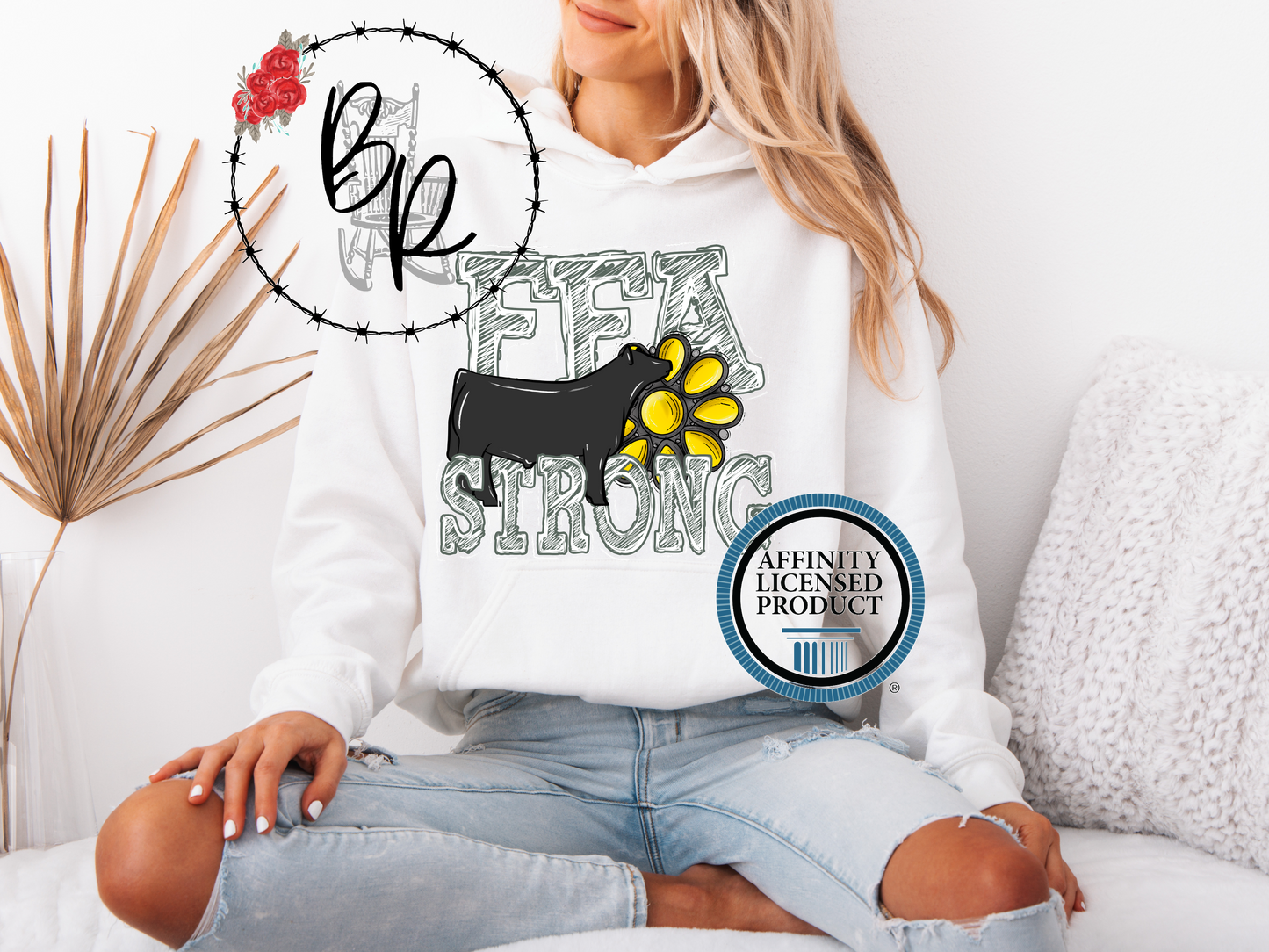 FFA Strong Yellow Blossom with Steer Stockshow Stock Show Hoodie