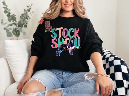 Stockshow Life Floral Goat Colorful Sweatshirt Crew