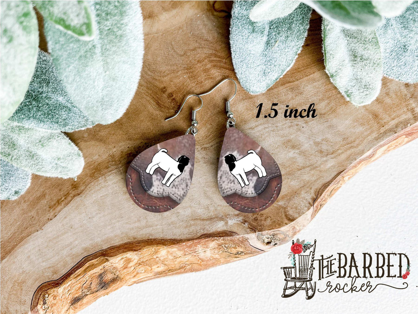 Earrings 1.5 Inch Lightweight Faux Lamb Cowhide Leather Teardrop Earrings