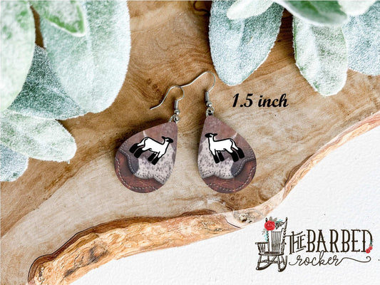 Earrings 1.5 Inch Lightweight Faux Lamb Cowhide Leather Teardrop Earrings