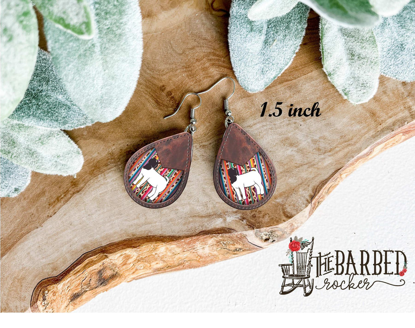 Earrings 1.5 Inch Lightweight Faux Lamb Serape Leather Teardrop Earrings