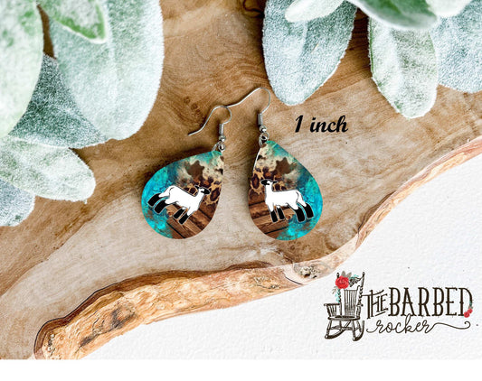 Earrings 1 Inch Lightweight Faux Lamb Turquoise Leopard Leather Teardrop Earrings
