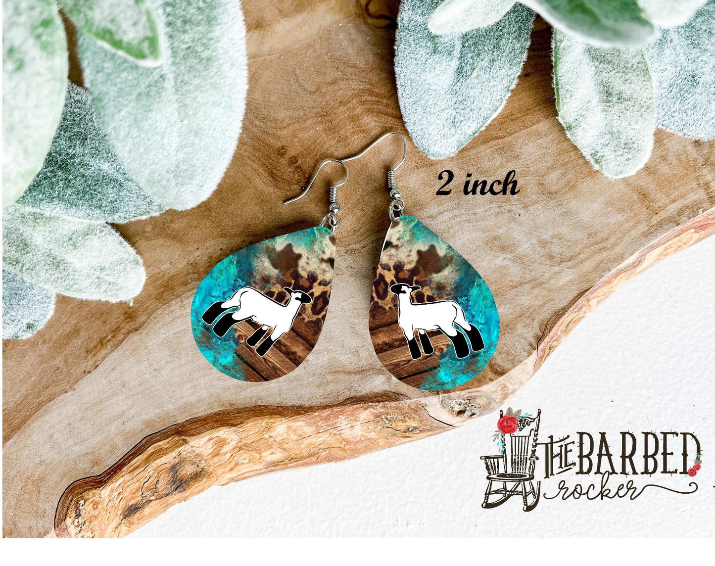 Earrings 2 Inch Lightweight Faux Heifer Turquoise Leopard Leather Teardrop Earrings