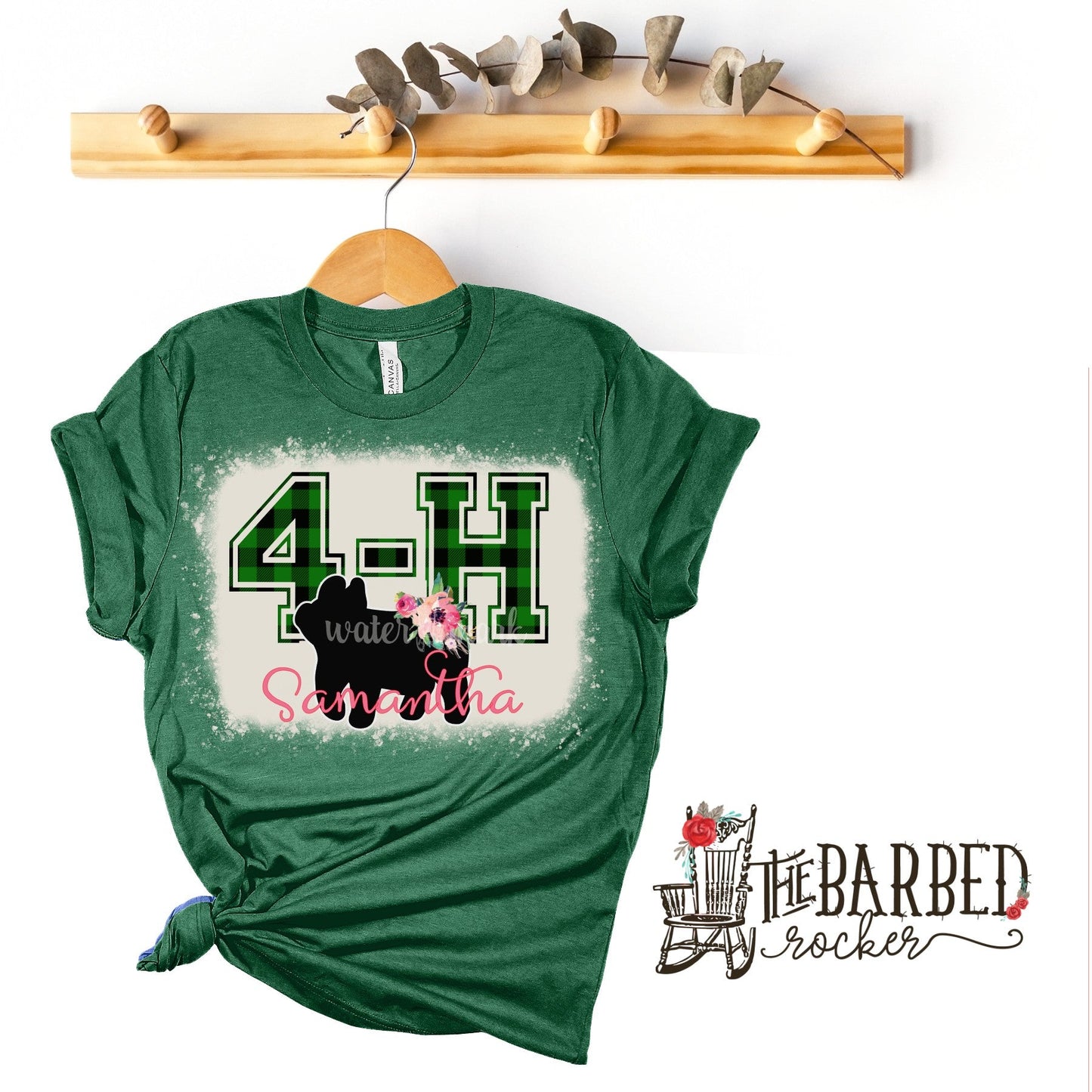 Youth Bleached Personalized 4H Pig Stockshow T-Shirt